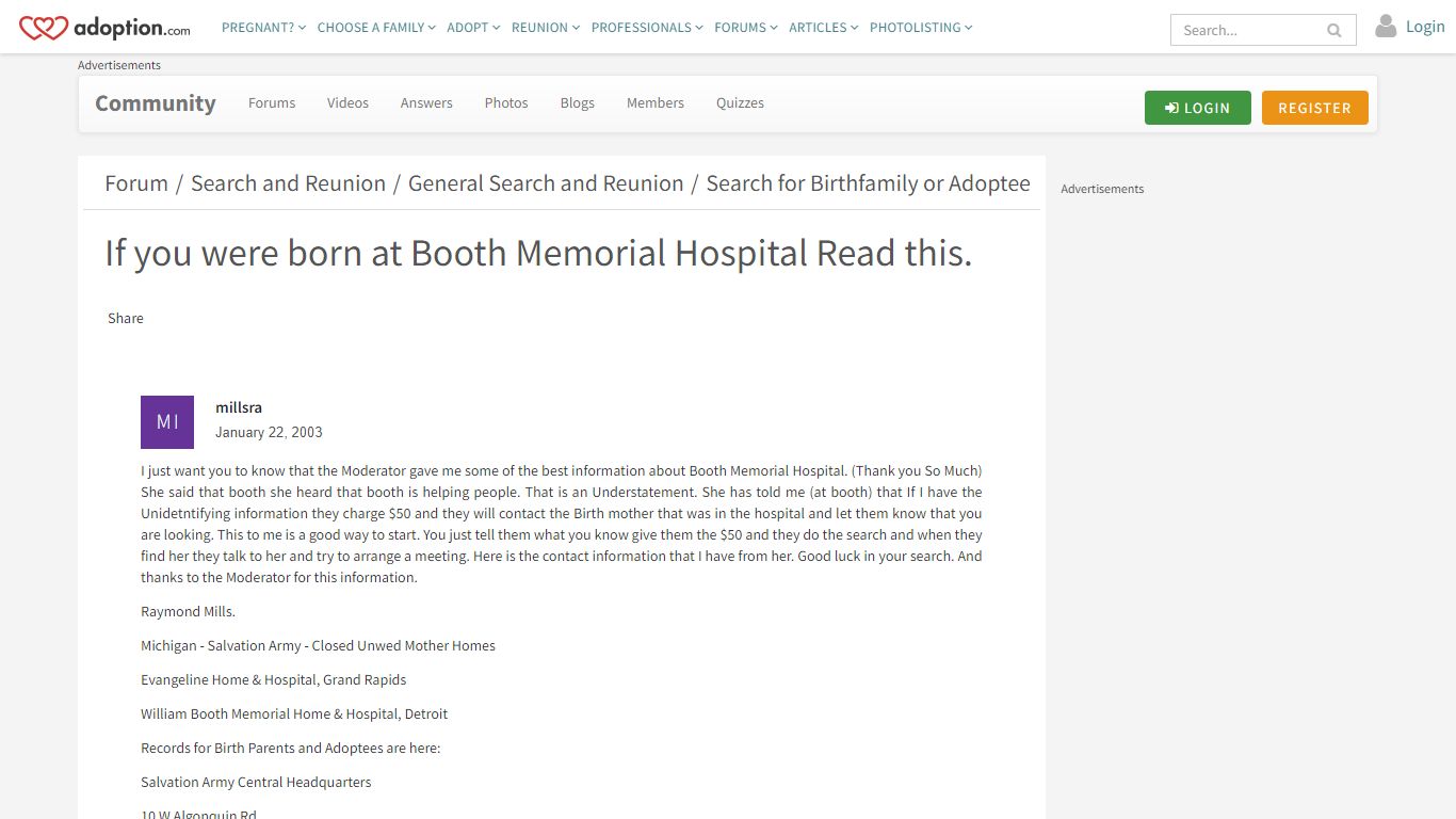 If you were born at Booth Memorial Hospital Read this ...